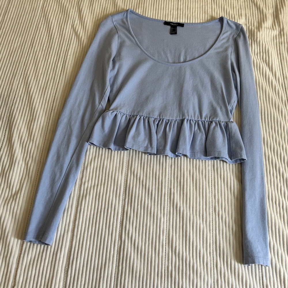 Women's Blue Ruffle Top